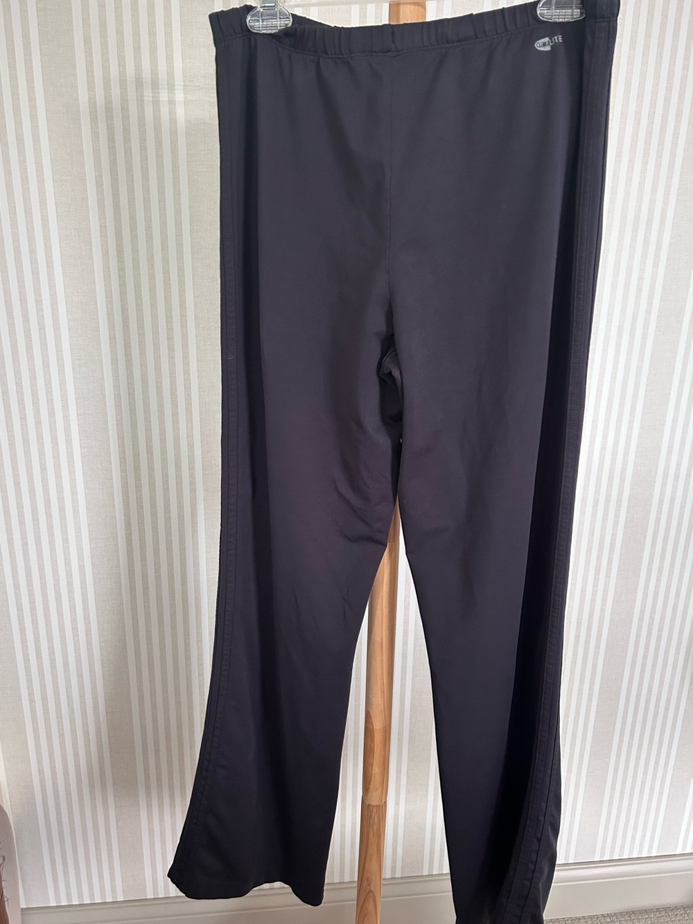 Adidas Vintage 2003 Black Track Pants Wide Leg Tonal 3-Stripes Y2K Size Large - Picture 2 of 9